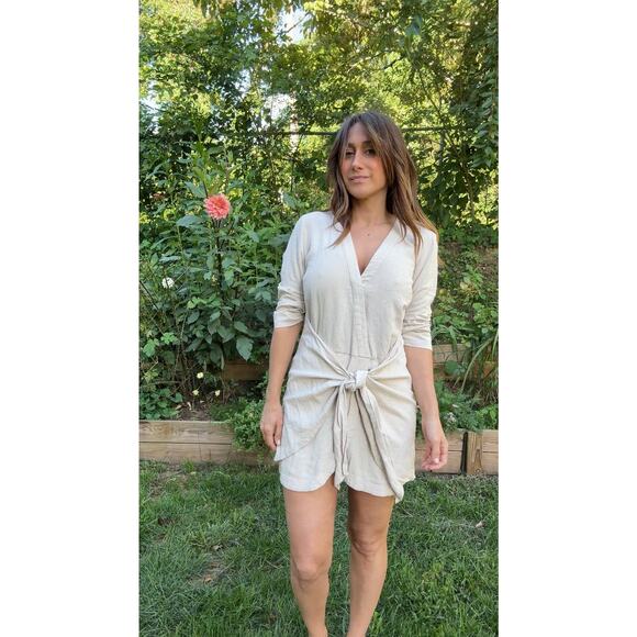 L’Academie Oat Linen-Blend Wrap Dress - Picture 4 of 9